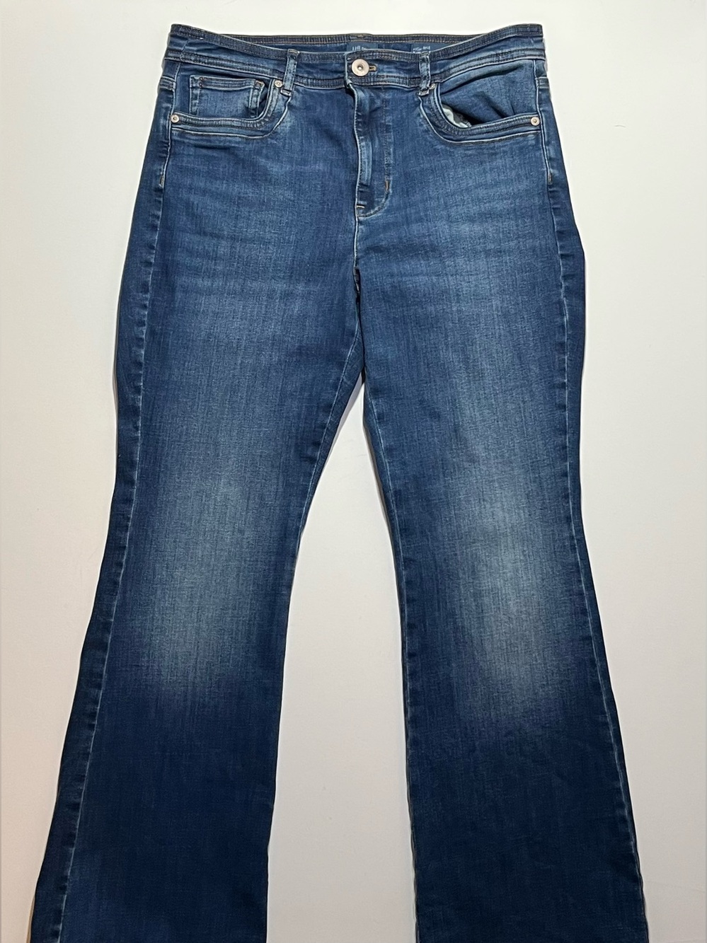 J Jill High Rise Flare Stretch Blue Jeans, Size 12 Petite